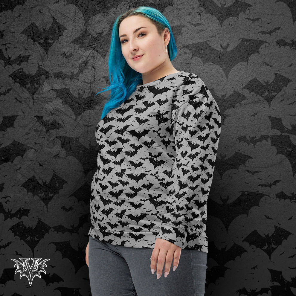 Unisex Gothic Batty Sweatshirt – Bold Bat Print for Dark Aesthetics