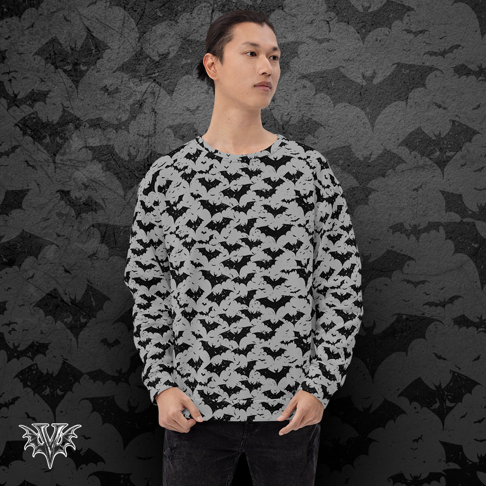 Unisex Gothic Batty Sweatshirt – Bold Bat Print for Dark Aesthetics