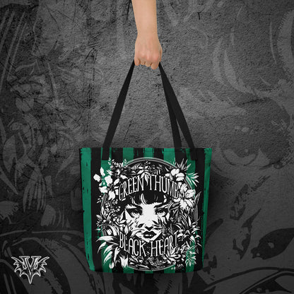 Green Thumb Black Heart Carryall Tote