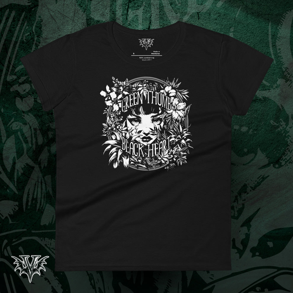 Green Thumb Black Heart T-Shirt (Women's)