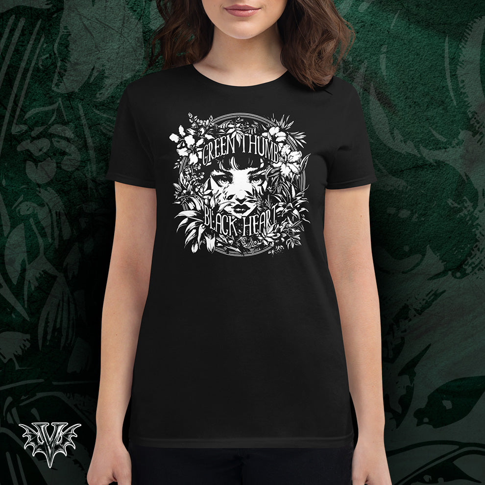 Green Thumb Black Heart T-Shirt (Women's)