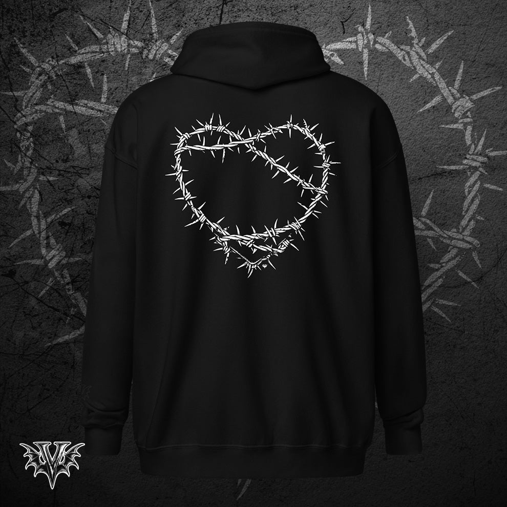 Guarded Heart Barbed Wire Hoodie – Unisex Gothic Staple