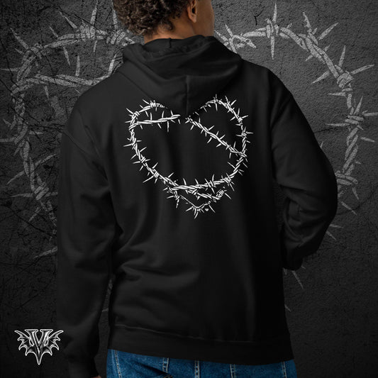 Guarded Heart Barbed Wire Hoodie – Unisex Gothic Staple